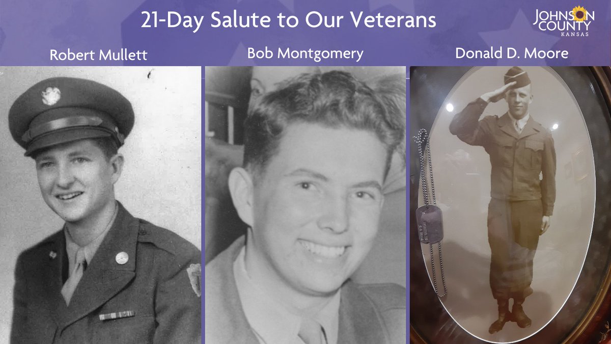 Ending this week with the 21-Day Salute to our Veterans leading up to  #VeteransDay. Honoring three more World War II veterans. You can view their profiles at  https://jocogov.org/JoCoHonorsVets . View all veteran profiles featured so far at  https://jocogov.org/all-veteran-salutes  #JoCoHonorsVets 