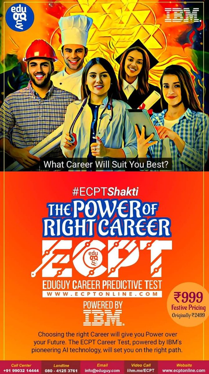 RavneetKohli1's tweet image. #ECPT
#EduguyCareerPredictiveTest 
#ThePowerOfRightCareer 
#EduGuy