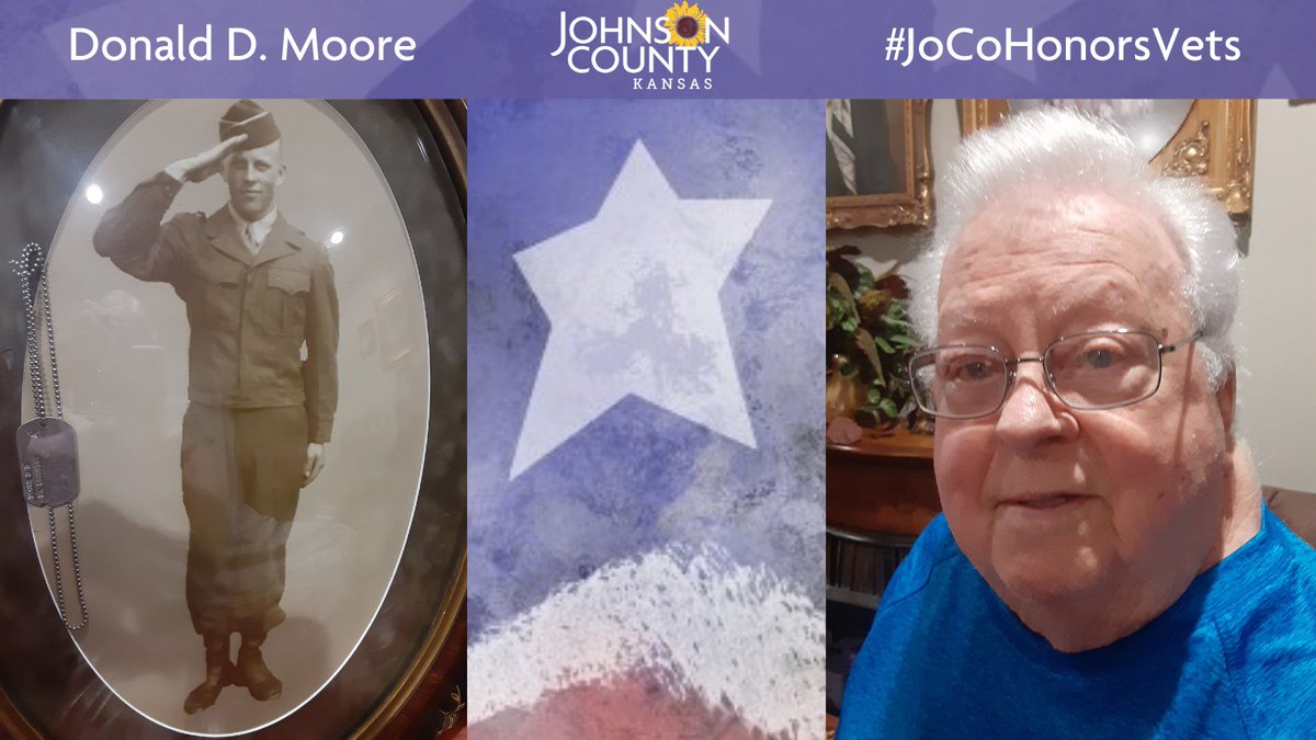 Meet Donald D. Moore who resides in Overland Park ( @opcares). He is a World War II veteran who served in the  @USArmy. Visit his profile to learn about a highlight of an experience or memory from WWII:  https://jocogov.org/dept/county-managers-office/blog/donald-d-moore  #JoCoHonorsVets 