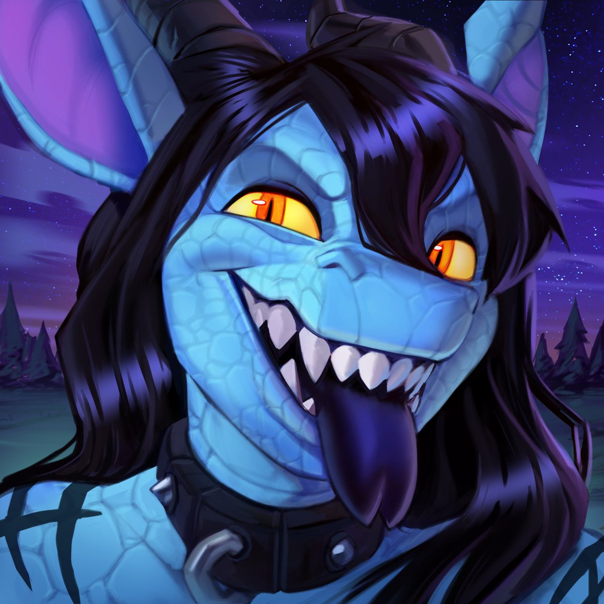 Here's a naughty boy with and without scales! I'm not so sure how often this type of detail is added, but I really enjoy both looks. I think this is the hair I had the most fun painting! It was such a pleasure creating this for <a href="/Malkybutt/">malkybutt.bsky.social</a>!