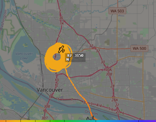Gee, it's the PPD Cessna circling over Vancouver. Now why would the Portland police be circling over a city in Washington? 😒 #N2163J

#KevinPetersonJr #pdxprotest #vancouverwa #defendPDX #