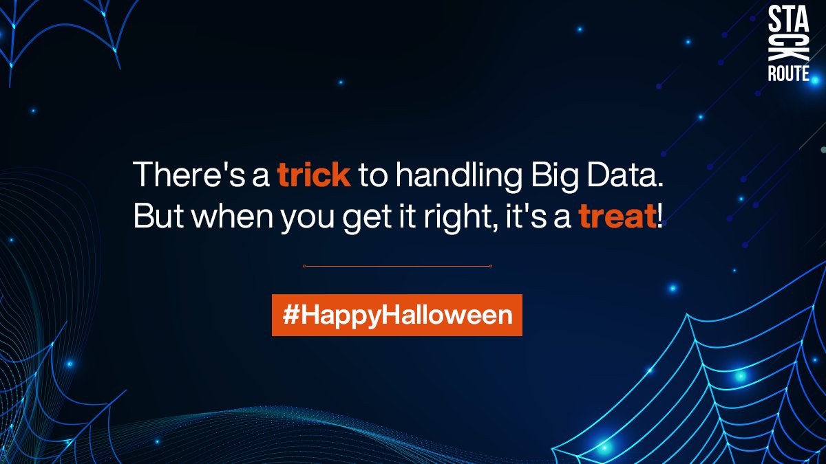 Stack_Route's tweet image. So tell us, trick or treat? We go for a treat!
Get over the spooks of Big Data structures and learn how to work on them with us because it's a great day to scare the fears away!
#HappyHalloween #StackRoute #BigDataEngineering #BigData