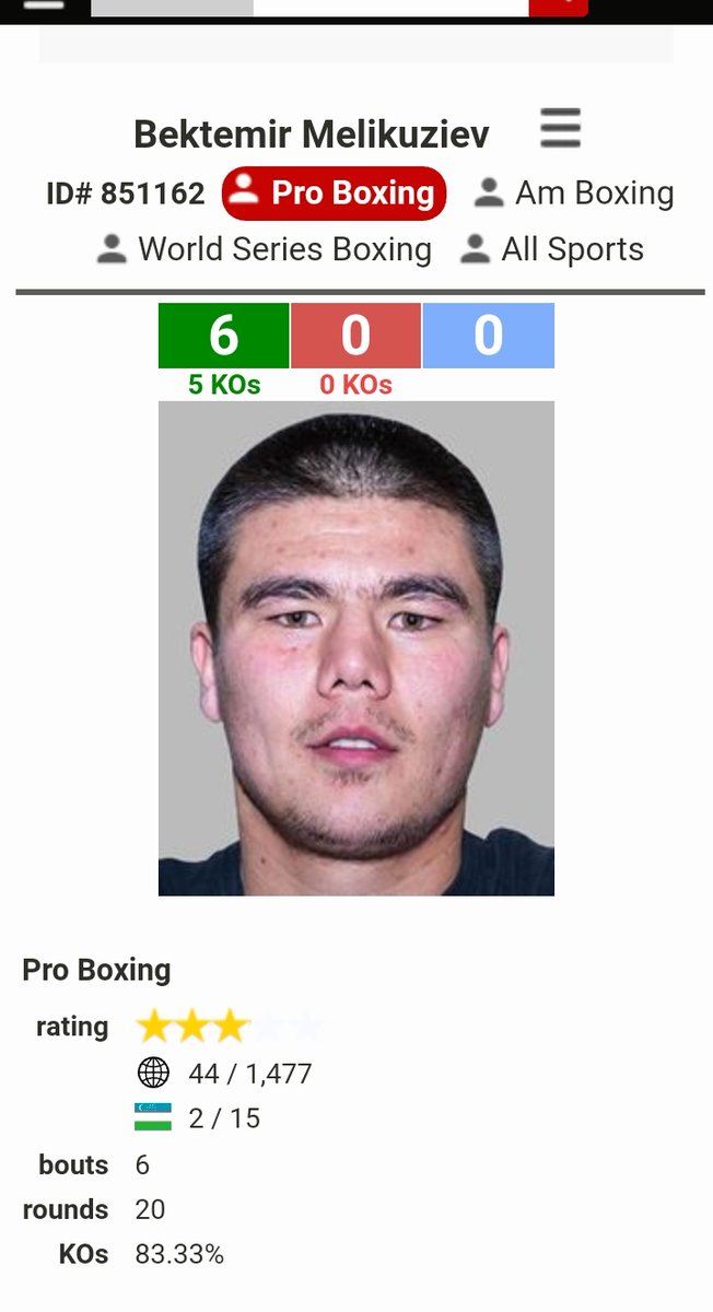 JalolAkhmedov's tweet photo. Bektemir Melikuziev was 35th before the fight and now down to 44th. #Boxing2020 lol 😃 https://t.co/VuIqNA9B8j