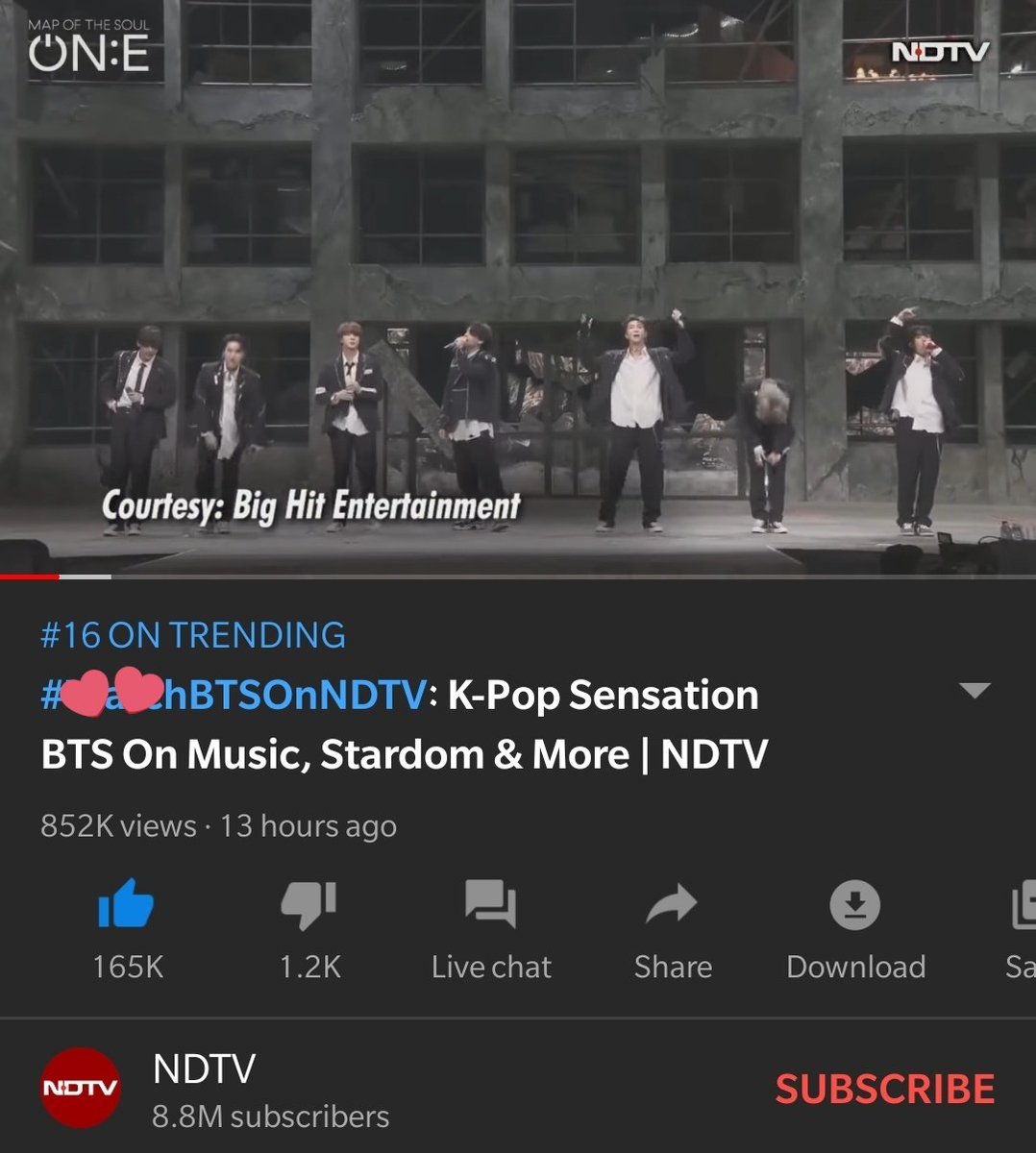 @BTS_twt' interview on @ndtv is trending at #16 in TamilNadu YouTube trends 😊 @bangtan__india
@BangtanINDIA #BTSOnNDTV