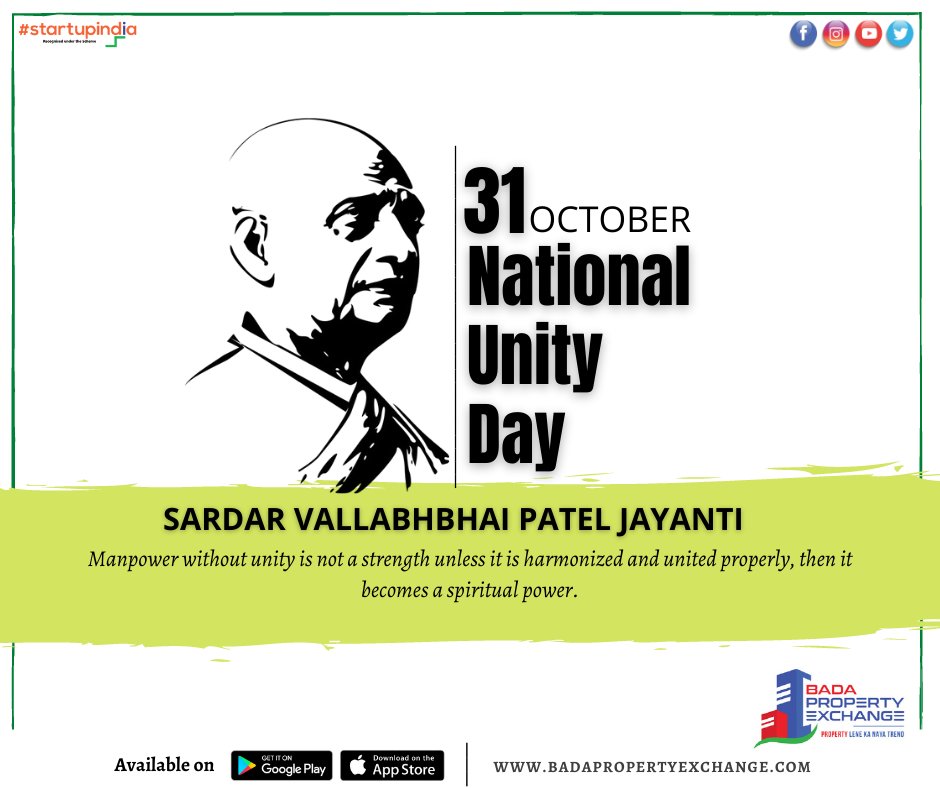 BadaPropertyApp's tweet photo. Manpower without unity is not a strength unless it is harmonized and united properly. - National Unity Day https://t.co/ip0oY7pWQq
