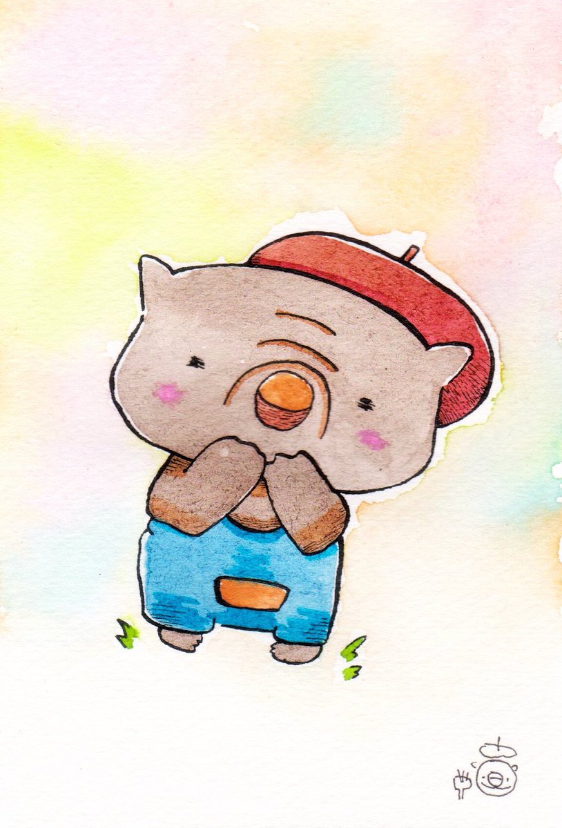 ウォンバットのウォンバくん なんだか幸せそうにしています ウォンバット イ ノーチのしっぽ研究所のイラスト