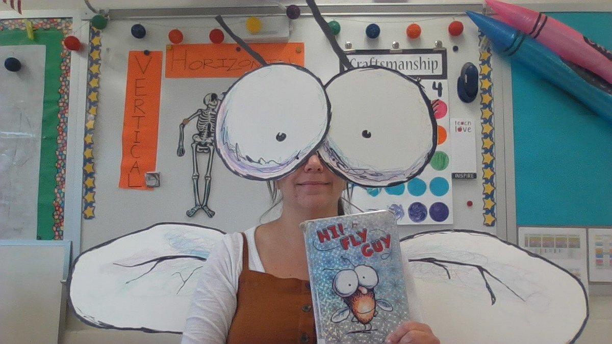 Happy Friday from Fly Guy aka Mrs. Baumgartner! It was fun seeing some students dressed up today! <a href="/haycockcougar/">Haycock Elementary</a> #flyguy #artteacher #handmadecostume