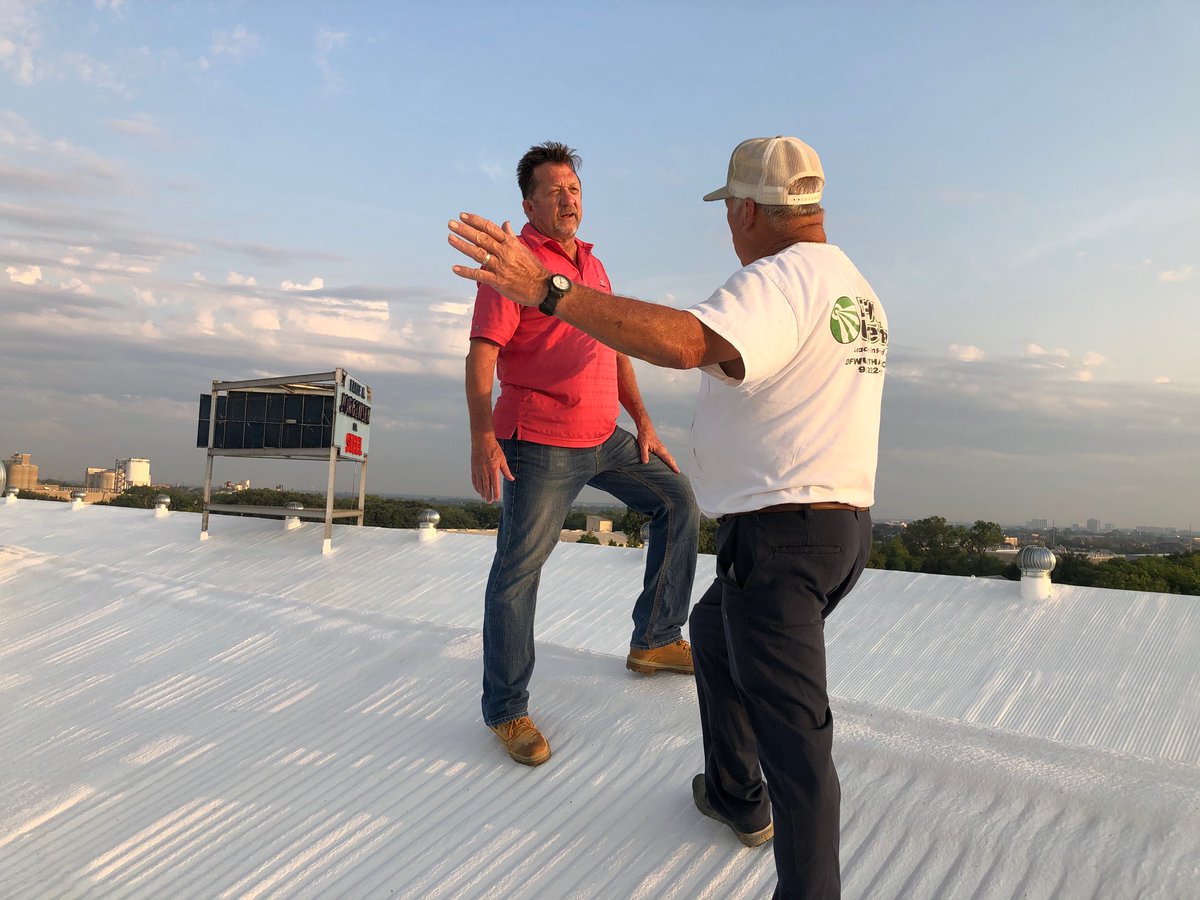 EverestSysCo's tweet photo. Jorgensen Steel had suffered frustrating #roof leaks for years. Partnering with @dfwurethane who determined the cause of the ongoing issues was due to the incorrect asphaltic repairs that had been made to the metal roof.  Watch video:  https://t.co/nOZpl4oEiG  #sprayfoamroof https://t.co/asxyNBBxJ1
