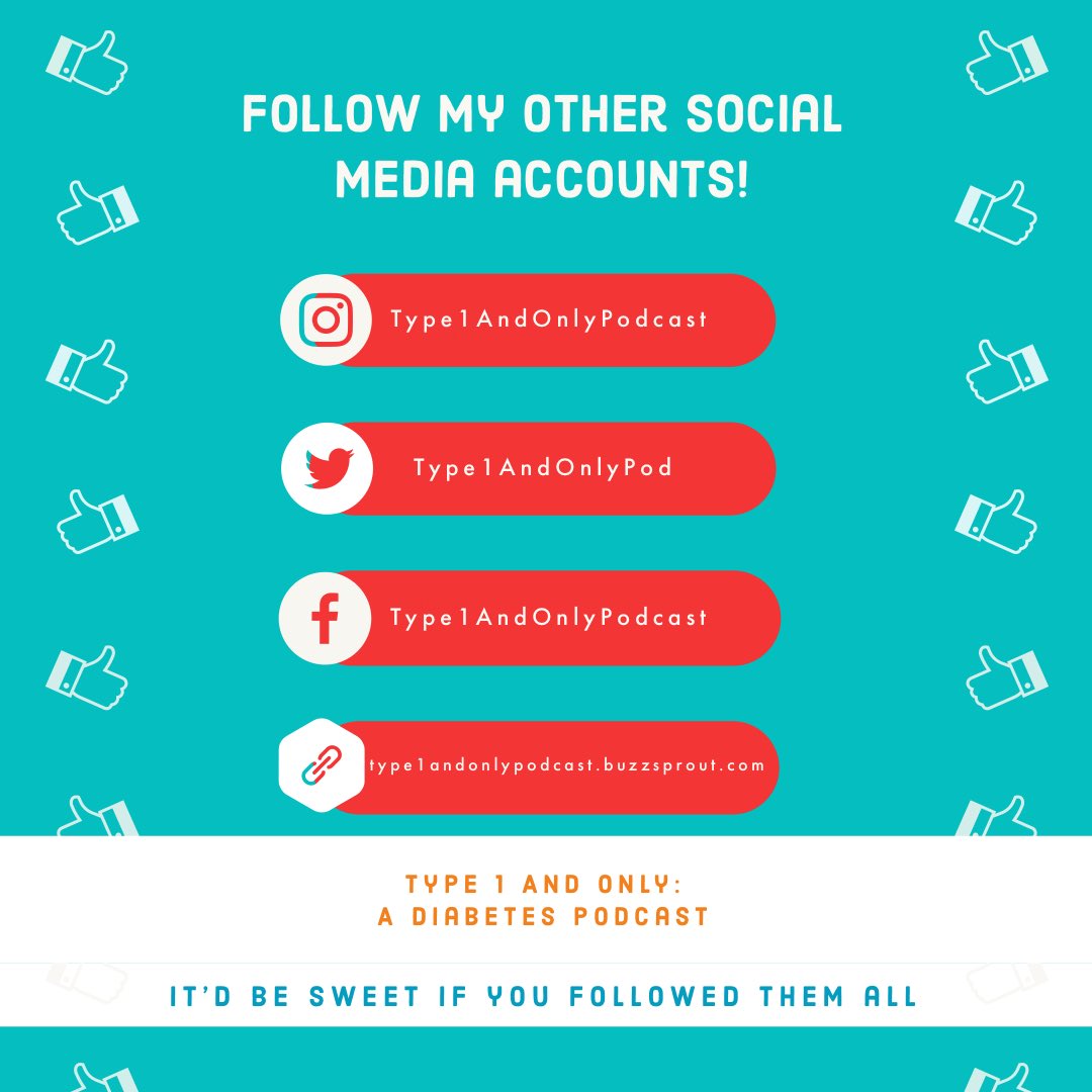 Type 1 And Only: A Diabetes Podcast (@type1andonlypod) on Twitter photo Follow those socials! And share with anyone who you think would be interested in the podcast! Really helps grow the page and means a lot! Follow those socials! And share with anyone who you think would be interested in the podcast! Really helps grow the page and means a lot!