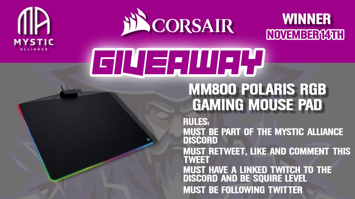 AllianceMystic's tweet photo. Good Morning! To celebrate our #RocketLeague team's SECOND match win we have started a #Giveaway in our #Discord! #GiveawayAlert

Ends November 14th! The rules in the image below🎃! Must link Twitch to Discord to enter!

https://t.co/Sa95Ax4XfM

@EsportsTweeter @SGH_RTs @RtMystic https://t.co/uIkuNXFvkW