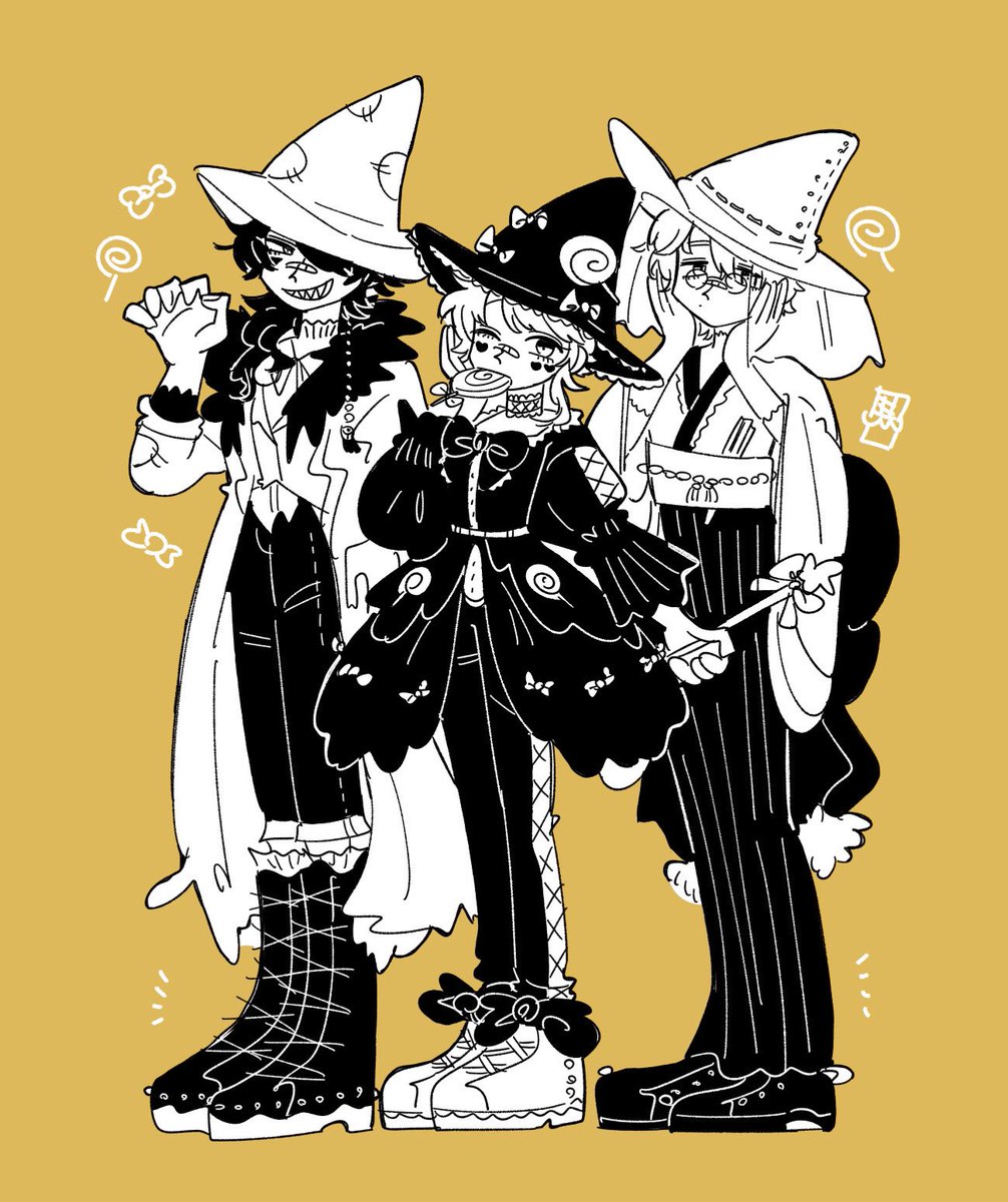 multiple boys 3boys ghost costume male focus smile grin shoes  illustration images