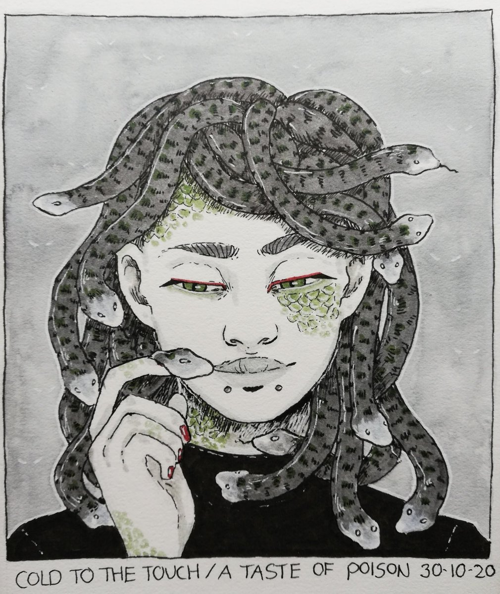 nox_et_stellae's tweet photo. it's been a while oops,,
tw snakes
#HQHorrorWeek day 9: ~cold to the touch/a taste of poison~
once i got the idea of #yamakamika as medusa i could Not get it out of my head https://t.co/CXgEK8kgXb