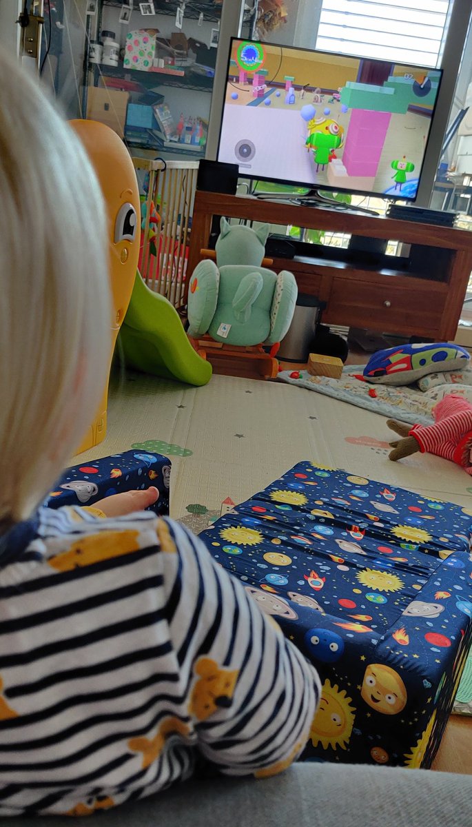 Today tiny girl murdered a dinosaur and learnt to play <a href="/KatamariDamacy/">KatamariDamacy</a> 

I'd say that's pretty productive for an 18month old