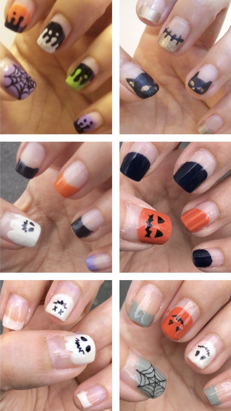 Velno つめ ここ数年の歴代ハロウィンネイル記録 確かどれもポリシート作らず直接手描きしたやつです ゴッテリやると服に合わせづらくなるので 結局白ベースのゴーストあたりが使い勝手良いんですよね セルフネイル ハロウィンネイル T
