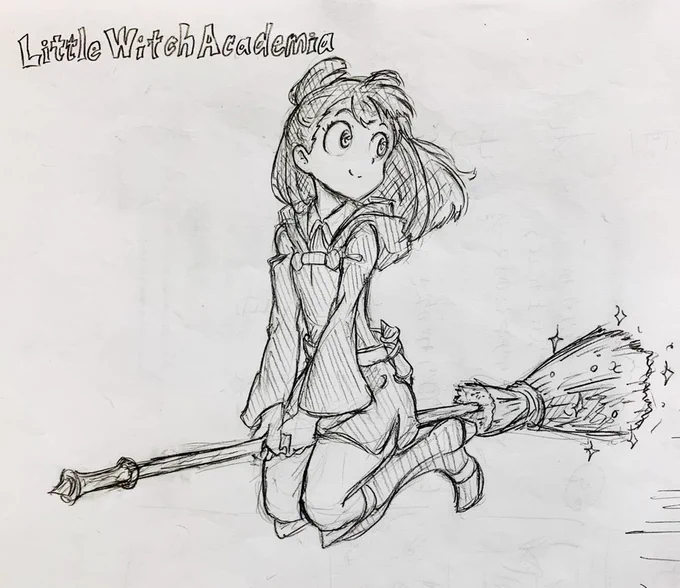 ハロウィンと言えば魔女③
ホウキに乗れたアッコ
#リトルウィッチアカデミア
#LWA_jp 
#アッコ
#Akko
#TRIGGER
#イラスト
#絵描きさんと繫がりたい 
#イラスト好きな人と繋がりたい 
#ハロウィンイラスト 
#お菓子くれなきゃするぞ 