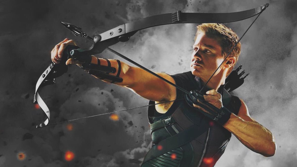 Clint is dressed like himself as Hawkeye. Because “it’s a f*cking great outfit, c’mon guys”.