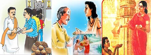 The muni's have described three types of Dravya(Charity), SHUKLA, SHABAL AND KRISHNA. A) SHUKLA:-A brahmin receiving charity from the student after teaching him Vedas is SHUKLA. B)SHBAAL:-Dravya got from business, farming etc is Shabal