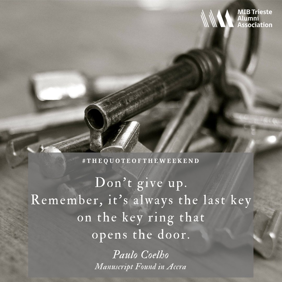 MIBAlumni (@mibalumni) on Twitter photo #thequoteoftheweekend ๐
On never giving up! ๐ช๐ช๐ช
#PauloCoelho #PauloCoelhoquote #InspirationalQuotes #MIBAlumni #MIBSpirit <a href="/MIBSchool/">MIBSchoolManagement</a> #thequoteoftheweekend ๐
On never giving up! ๐ช๐ช๐ช
#PauloCoelho #PauloCoelhoquote #InspirationalQuotes #MIBAlumni #MIBSpirit <a href="/MIBSchool/">MIBSchoolManagement</a>