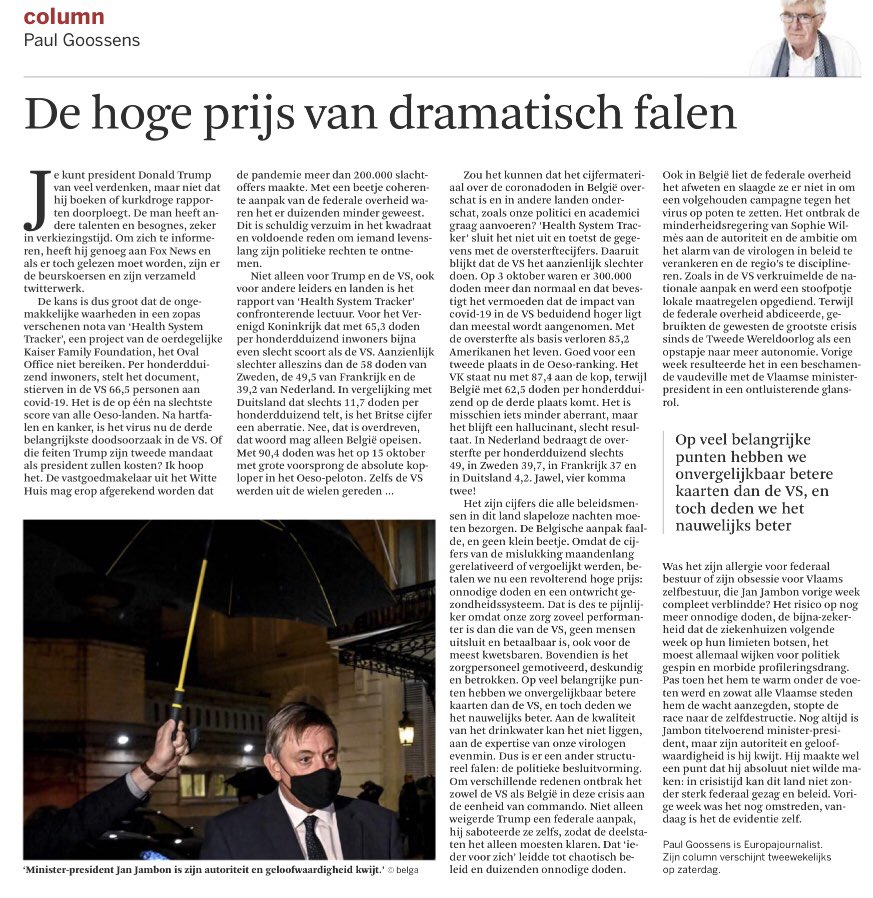 Jan Jambon maakte een punt dat hij absoluut niet wilde maken: “in crisistijd kan dit land niet zonder sterk federaal gezag en beleid”.  Vorige week was het nog omstreden, vandaag is het de evidentie zelf. Mijn opinie vandaag in DS.