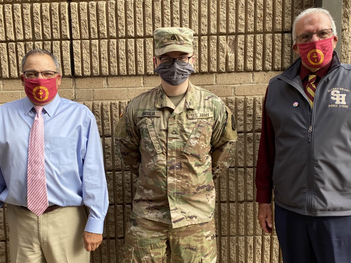 SHHS_Hearts's tweet photo. Recent Hearts alum Greg Briglia, currently serving in the National Guard, paid Sacred Heart a visit this week. We are proud of you Greg and of all of our alumni. Keep doing big things! #SHfam https://t.co/AOHkxkLKwJ