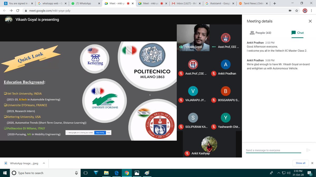 IicVel's tweet photo. #Vel_Tech_IIC organised #webinar on “Autonomous Vehicle”on 31st oct 2020. https://t.co/b4W171fAjn