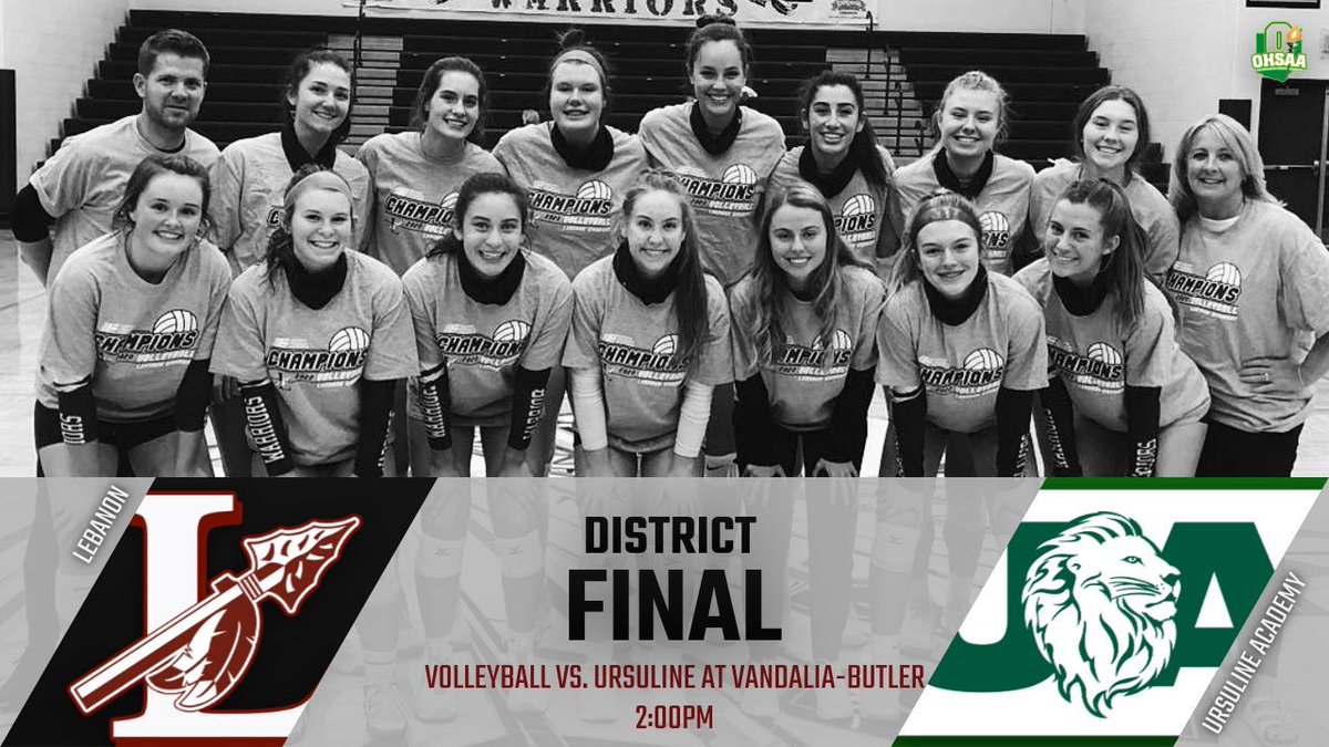 LebanonAthDept's tweet photo. 🏐 DISTRICT FINAL SATURDAY 

🆚 Ursuline 
📍Vandalia-Butler HS 
⏰ 2:00pm 
📺 https://t.co/BHfRshsm9q https://t.co/cJWOdoak8c