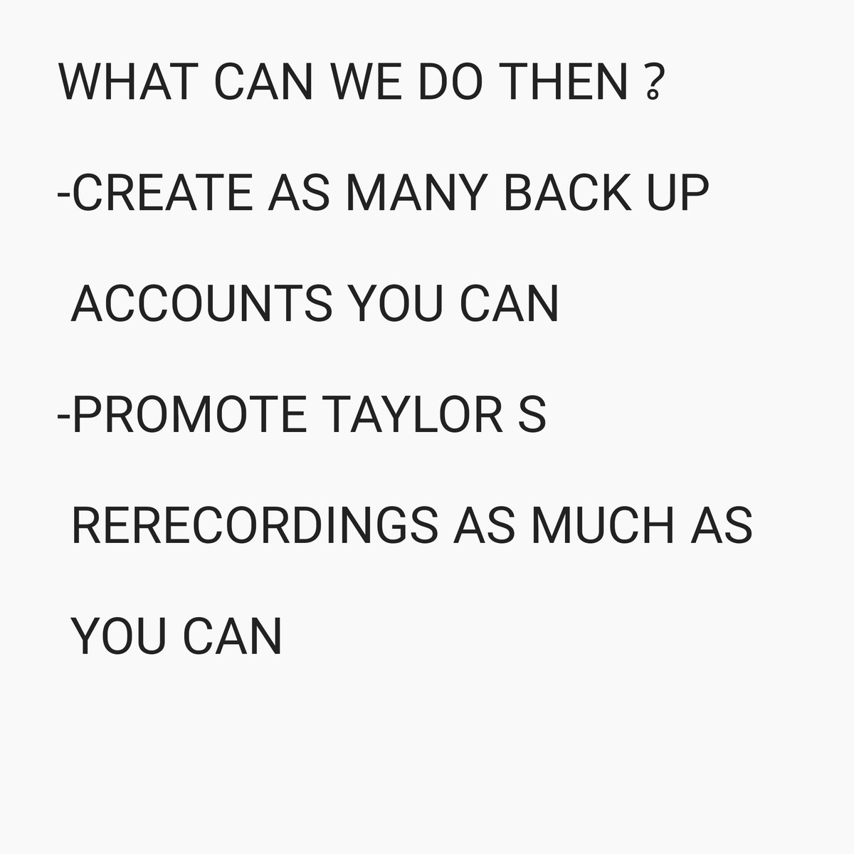 Some suggestions to save your fan account and still promote taylors music .Most importantly keep voting for Taylor She said it herself we are the reason why industry cares about her Keep voting people !!