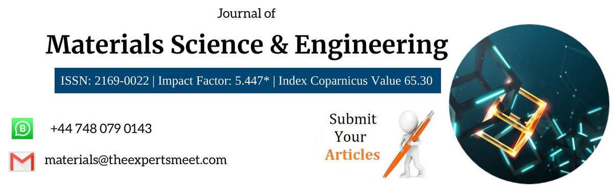 Materials_2K19's tweet photo. Publish your articles in Journal of Material Sciences &amp; Engineering to avail the discounts.
Submit the article to the below Email id, We can send the article to the PreQc team and get back with you regarding acceptance.

Contact us +44 748 079 0143
E: materials@theexpertsmeet.com https://t.co/fF5cjuU0jk
