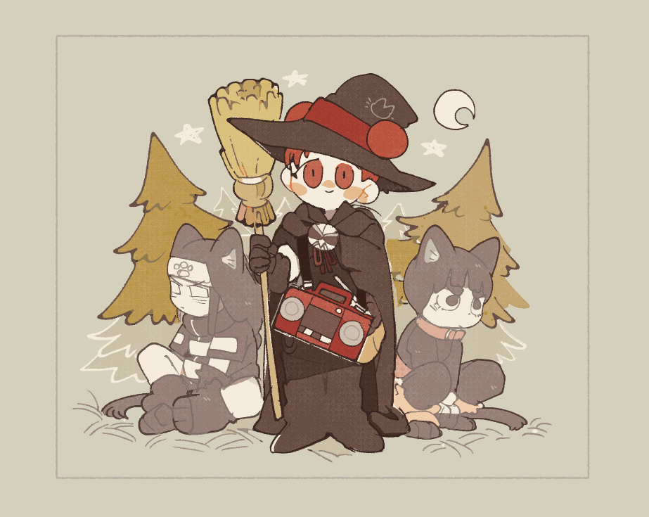 nishimez's tweet photo. 🎃私、魔女のテンテン　こっちは黒猫のリーとネジジ https://t.co/DjdmoMEgxG