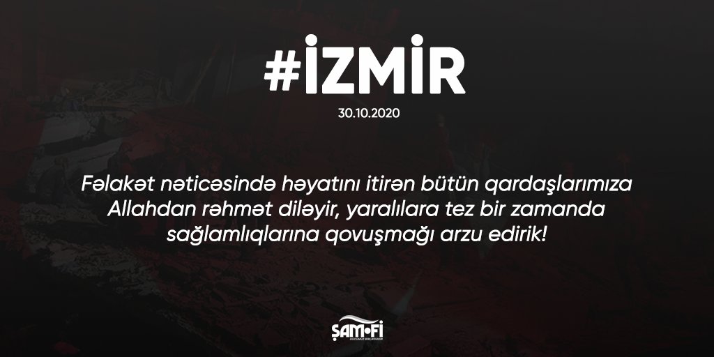Dualarımız Sizinlədir, qardaş Türkiyə. Başınız sağ olsun!

#İzmir #DualarımızSizinlədir #Kalbimizİzmirde #TurkeyEarthquake #Türkiye #Azerbaijan