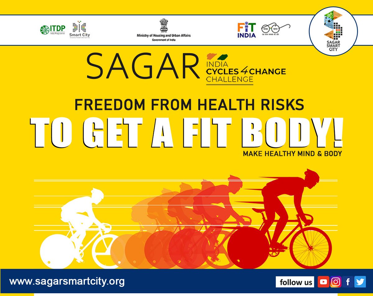 city_sagar's tweet photo. #Cycle4Change Challenge 

FREEDOM FROM HEALTH RISKS
TO GET A FIT BODY!
MAKE HEALTHY MIND &amp; BODY

#Cycles4Change #SmaryCity #Camp #bicyclerepair #CyclingMotivation
#CyclingLifestyle
#SheCycles4Change
#SagarCycles4Change
#SmartCitySagar
#ResetWithCycling
#FitIndiaMovement https://t.co/Q7iW7vTkbA