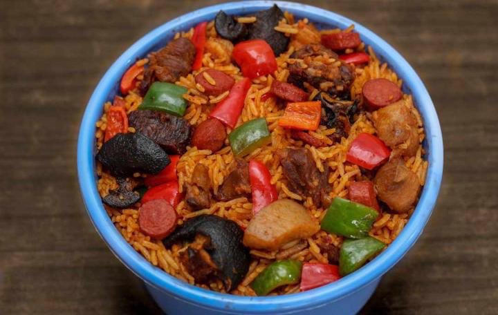 13. White rice and sauce 14. Jollof rice with orishirishi