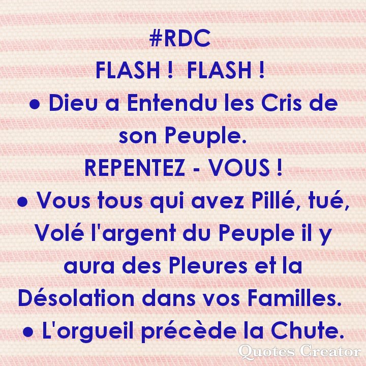EvangelisteHen1's tweet photo. @FCC_RDC VANITÉ 2VANITÉS
TT EST VANITÉ À KINGAKATI
VS AVEZ #VOLÉ L'ARGENT DU PEUPLE et VS PARLEZ AU NOM 2 QUEL #PEUPLE ?
18 ANS DE RICHESSES #ILLICITE.
#REPENTEZ - VOUS AVANT QU'IL NE SOIT TROP TARD
1 #JEEP ET 6 Mlle $ CKOI ? @drcJosephKabila @EmmanuelShadary @IlunkambaS @JeanineMabunda https://t.co/ujI9DoQMpA