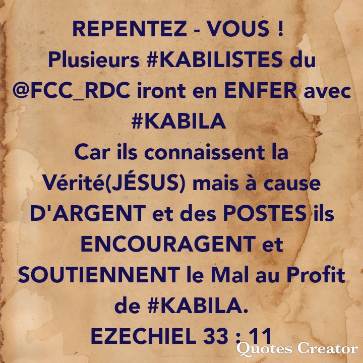 EvangelisteHen1's tweet photo. @FCC_RDC VANITÉ 2VANITÉS
TT EST VANITÉ À KINGAKATI
VS AVEZ #VOLÉ L'ARGENT DU PEUPLE et VS PARLEZ AU NOM 2 QUEL #PEUPLE ?
18 ANS DE RICHESSES #ILLICITE.
#REPENTEZ - VOUS AVANT QU'IL NE SOIT TROP TARD
1 #JEEP ET 6 Mlle $ CKOI ? @drcJosephKabila @EmmanuelShadary @IlunkambaS @JeanineMabunda https://t.co/ujI9DoQMpA