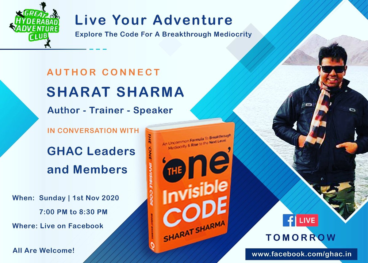 diyanat's tweet photo. Author Connect with Sharat Sharma

Sharat is the Author of the book " The One invisible code". 

Learn how to Breakthrough mediocrity by applying time tested proven methods to reach the next level in any field. 

Sun 01 Nov 2020. 7:00 pm - 8:30 pm live on https://t.co/CXcUd3eXZX https://t.co/0n8ZNc8SuR