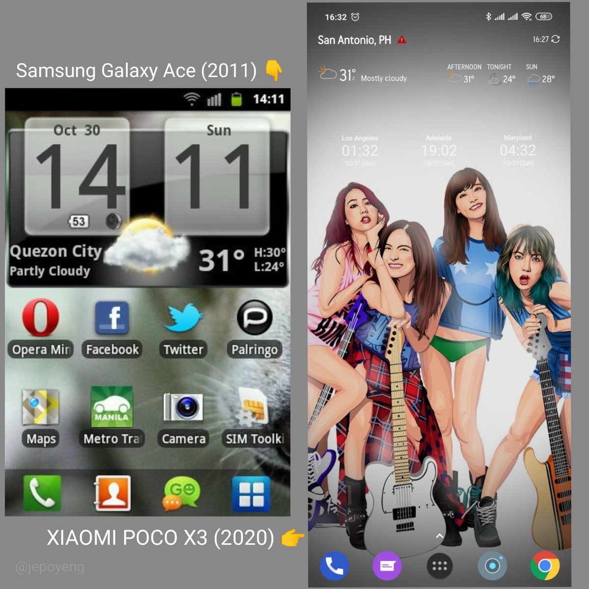 jepoyeng's tweet photo. My first and current #androidphone home screens~ #SamsungGalaxyAce #xiaomipocox3 #GoLauncher #NovaLauncher https://t.co/JhhOCSARCr