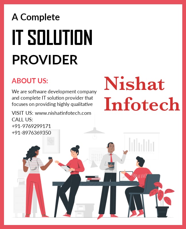 Grow your Business Online with Professional Responsive Website to attract your customer
For more Information Call us at or Visit :
+91-9769299171 Or +91-89763 69350
<a href="/www/">WWW</a>.nishatinfotech.com
#softwaredeveloper #webdevelopment #websitedesign #website #mobileapp #softwarecompany