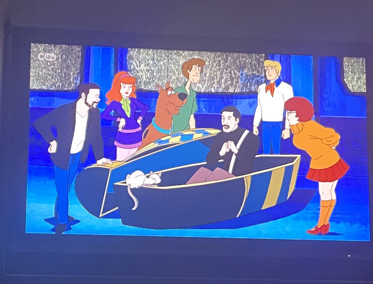 desoldham's tweet photo. When 2020 can’t get any stranger...
I woke up on a Saturday morning, stick the TV on and Ricky Gervais is on Scooby Doo!
Actual @rickygervais! 🤣 #amiawake https://t.co/77uUeS8m91