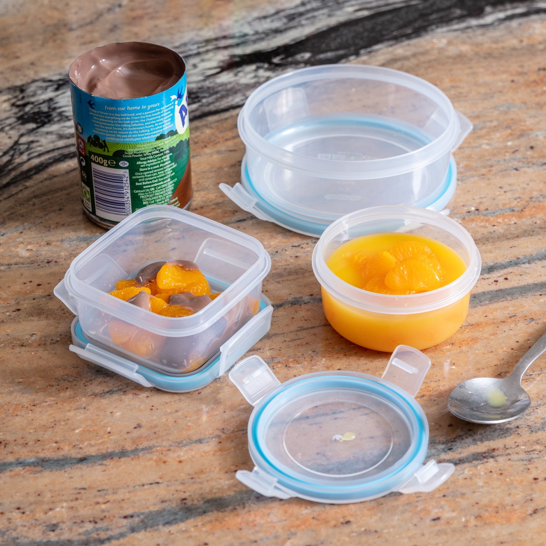 AddisHome's tweet photo. Simple swaps. Do you find you tend to throw a fair bit of fruit produce in the bin?  Have you considered swapping to tinned fruit? By dispensing and storing in your mini food saviours this is a great way to eat one of your 5 a day in a dessert form.  #addishome #saturdaystore https://t.co/QUX1IDYGpe