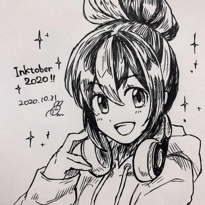 Day31( 'ω')/最終日!オリジナル女の子(仮称ぺーちゃん)#inktober #inktober2020 