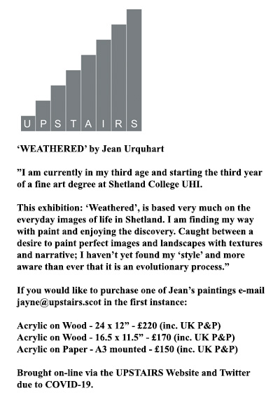 'WEATHERED' by JEAN URQUHART. Jean shares work from her third year of a fine art degree at Shetland College UHI. Capturing the spirit of #Shetland in #acrylics and sharing  her creative path defined in her words as 'evolutionary' she inspires all emerging artists! 👏(1of4) 👇