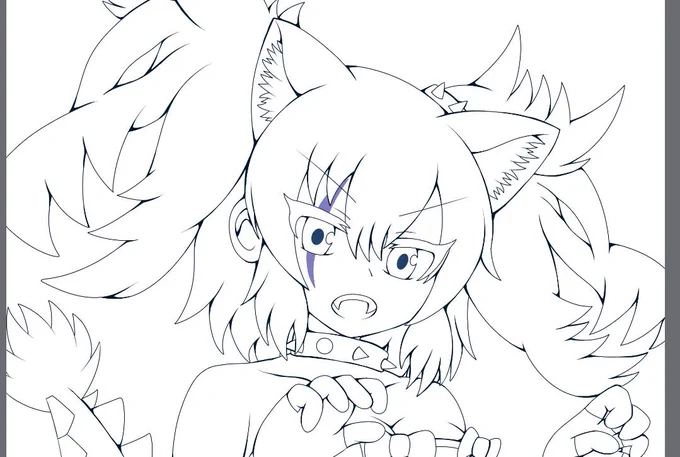 ケルベロスちゃんの方はもう間に合わなそうなので、せめて線画だけでも上げておきますね 