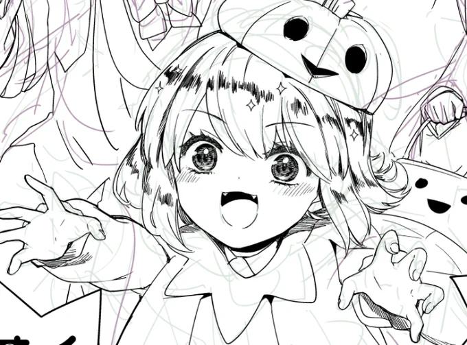 今日中に間に合うかわからないハロウィン漫画を描いてます 