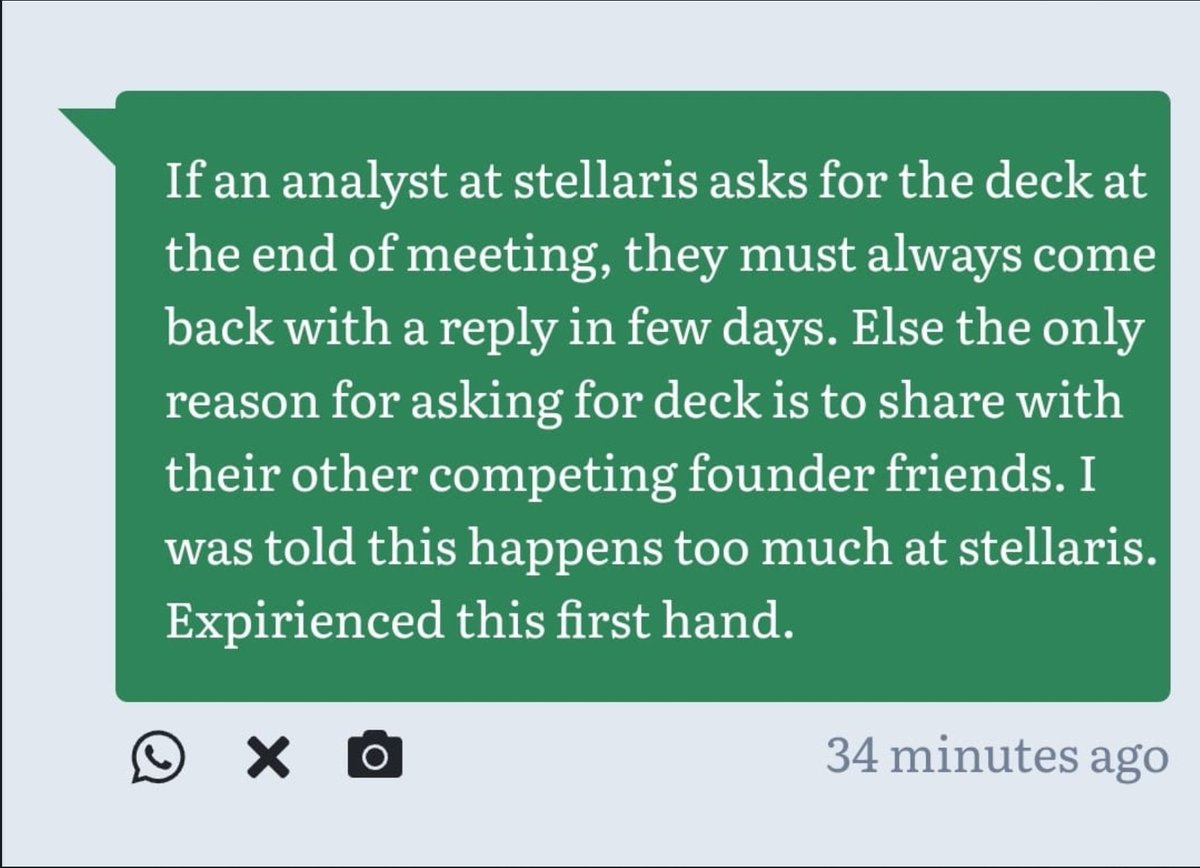 I am a 100% certain that we do no such thing at Stellaris. No investment team member has an incentive to share data with portfolio companies. In fact,we go out of the way to disclose conflicts of interest and tell founders up-front if our portfolio companies compete with them 1/2
