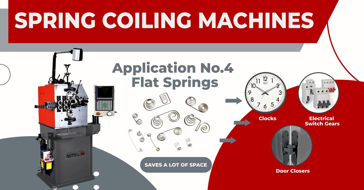 autolink_cnc's tweet photo. Flat spring manufactured by using the spring coiling machines. It reduces the risk of friction, buckling and breakage.
For more info visit: https://t.co/cSIOjtEaSS
#springmachine #springcoilingmachine #springmanufacturer #machinery #springbreak #coilingmachine #spring https://t.co/OSre97p1Mt