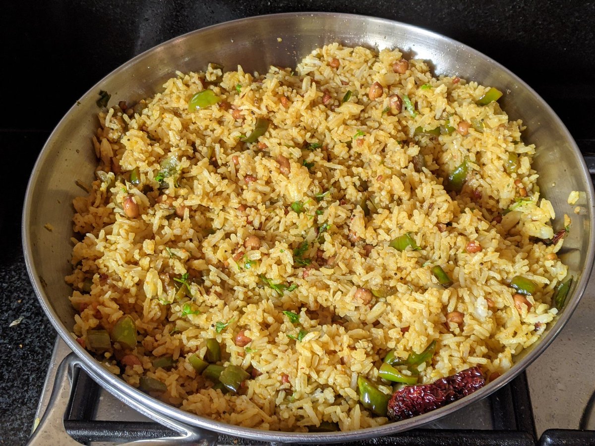 hpnadig's tweet image. #WeekendChef Mysuru style Vangibath for the children. 
#Food #Homeschooling