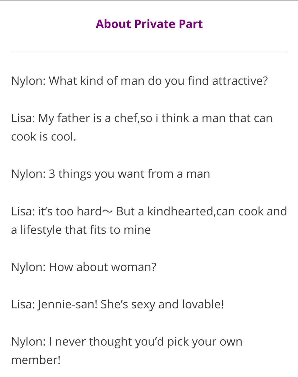 Lisa's ideal woman is jennie[Lisa's interview for NYLON Japan Magazine July 2018 Issue]ctto