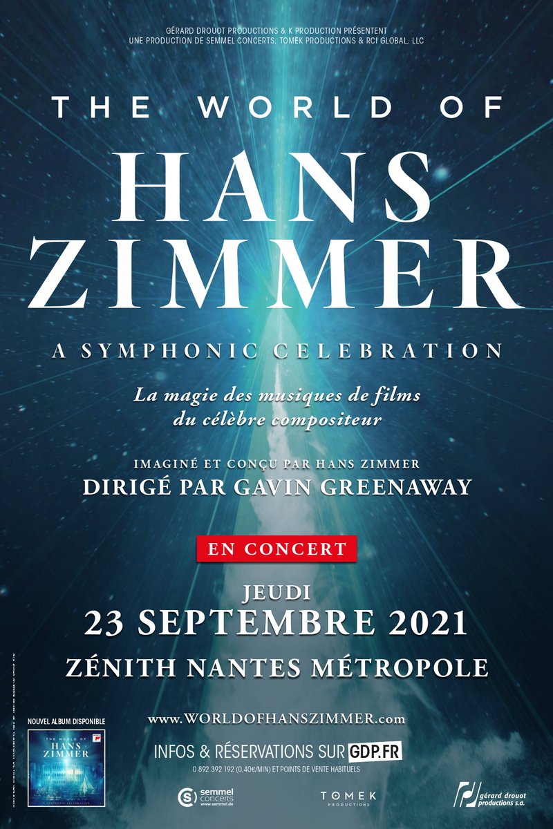 kproduction44's tweet photo. REPORT ! 📍

👉La date de The World Of Hans Zimmer initialement prévue au @ZenithNantes le Mercredi 04 Novembre 2020 a été reportée au Jeudi 23 Septembre 2021 ! 

Vos billets restent valables ! https://t.co/QTnNdPIu7H