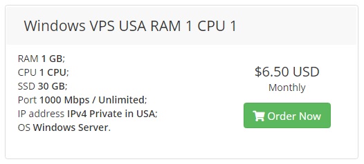 Windows VPS USA only $6.5 monthly