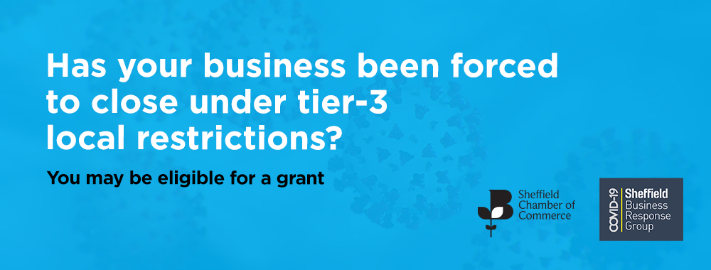 Applications are open for #Sheffield City Council’s Local Restriction Business Support Grant 

If your business has been forced to close as a result of local #Tier3 restrictions, you may be eligible for a grant 

Read more 👉 bit.ly/3mvFhTo <a href="/SheffCouncil/">Sheffield City Council</a>